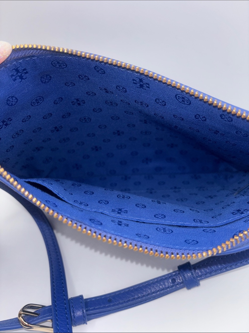 Tory Burch Royal Blue Leather Crossbody with Tassel Charm - Picture 9 of 10